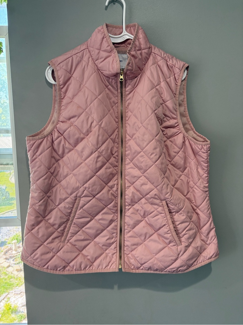 Old Navy Pink Quilted Puffer Vest XL Fleece Lined